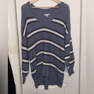 American Eagle, Cardigan, size small, grey with black and white stripes